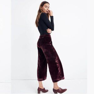 NWOT - Madewell Velvet Huston Pull-On Wide Leg Crop Pants - Pinot Noir - Size XS